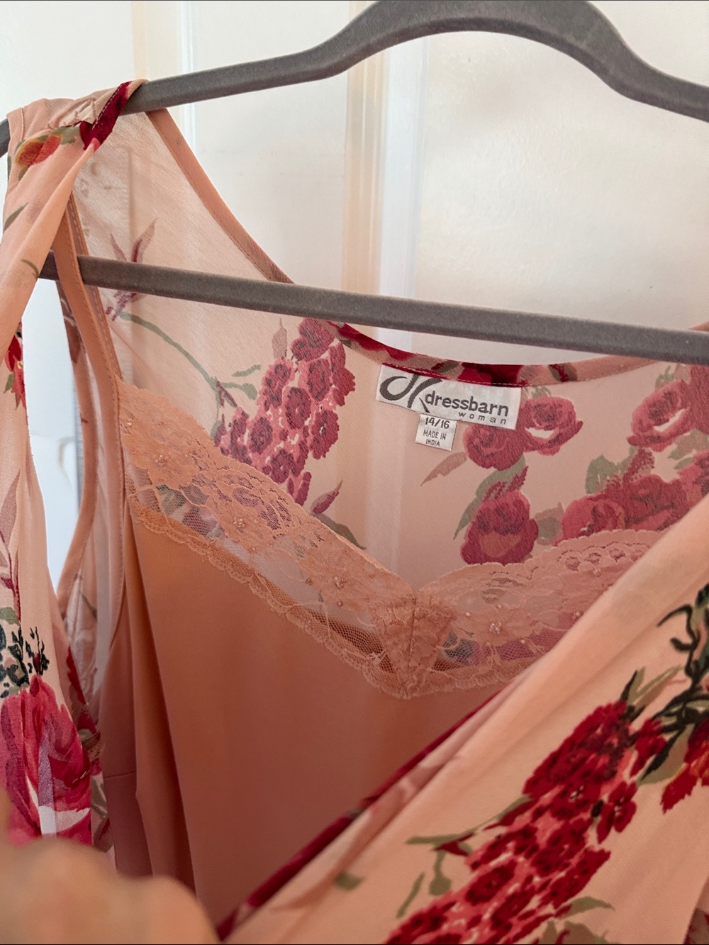 Dress Barn Blush Pink Floral Asymmetrical Cowl Neck Dress - Picture 4 of 6